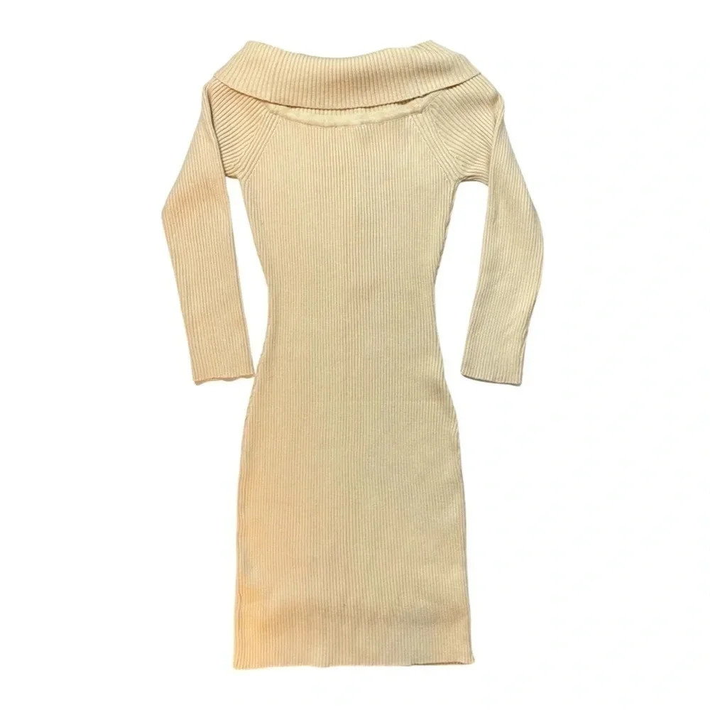 NWT Gilli Ribbed Off The Shoulder Bodycon Sweater Dress